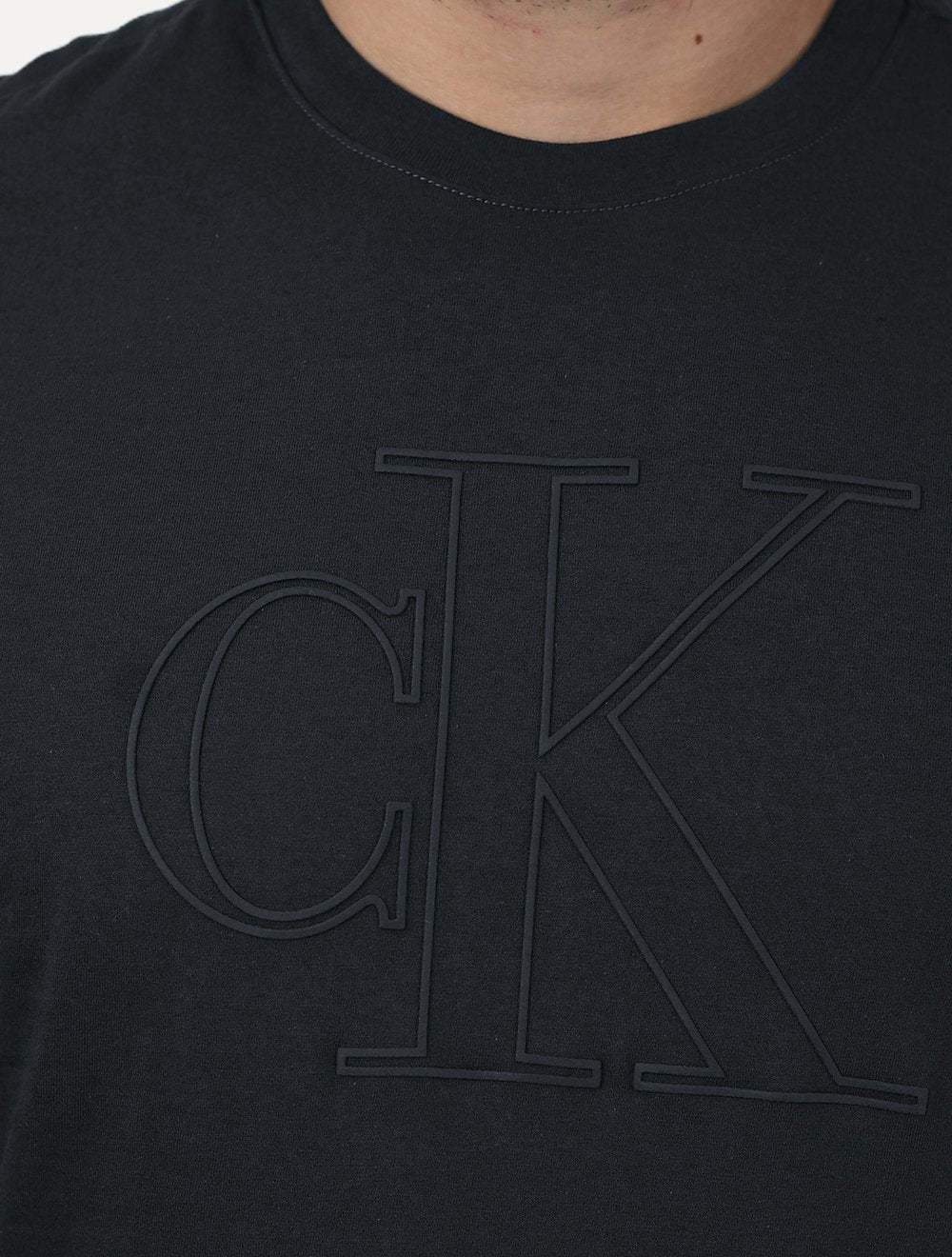 Camiseta Calvin Klein Masculina Meia Malha Big CK Logo Chumbo