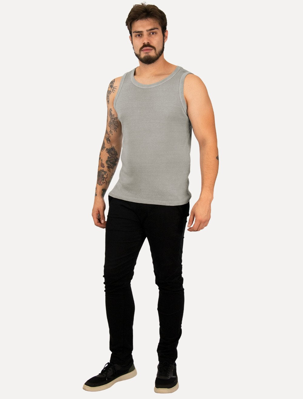 Regata Ellus Masculina Slim Rib Washed Crafted Stone Cinza
