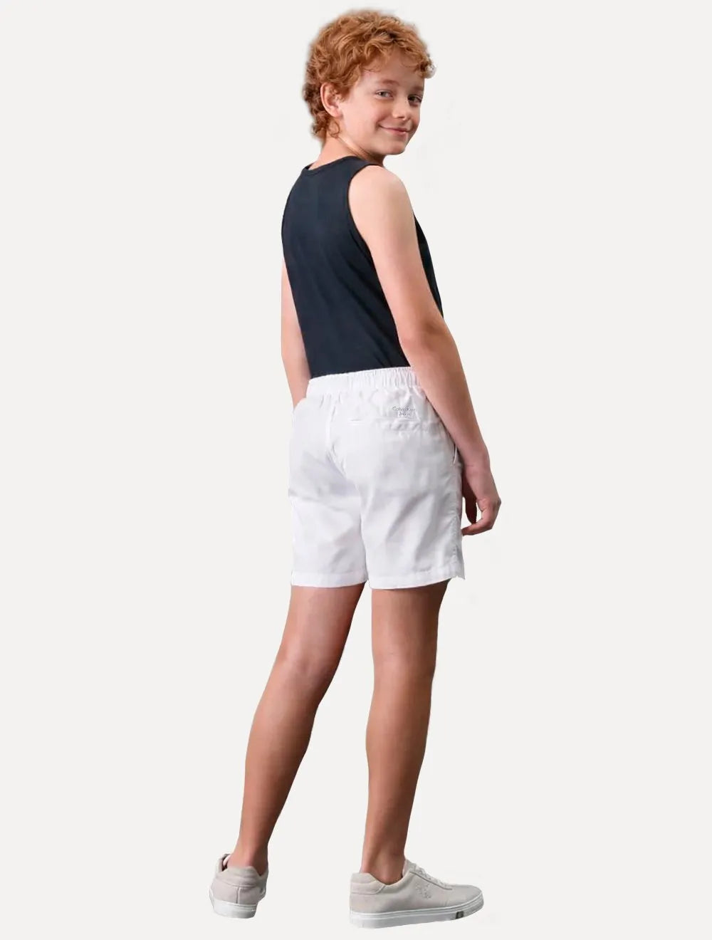 Bermuda Calvin Klein Infantil Color Curta Paper Cardarço Branco/Preto Branca