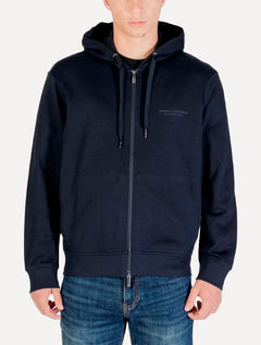 Moletom Armani Exchange Masculino Com Capuz Full Zip Subtle Logo Azul Marinho