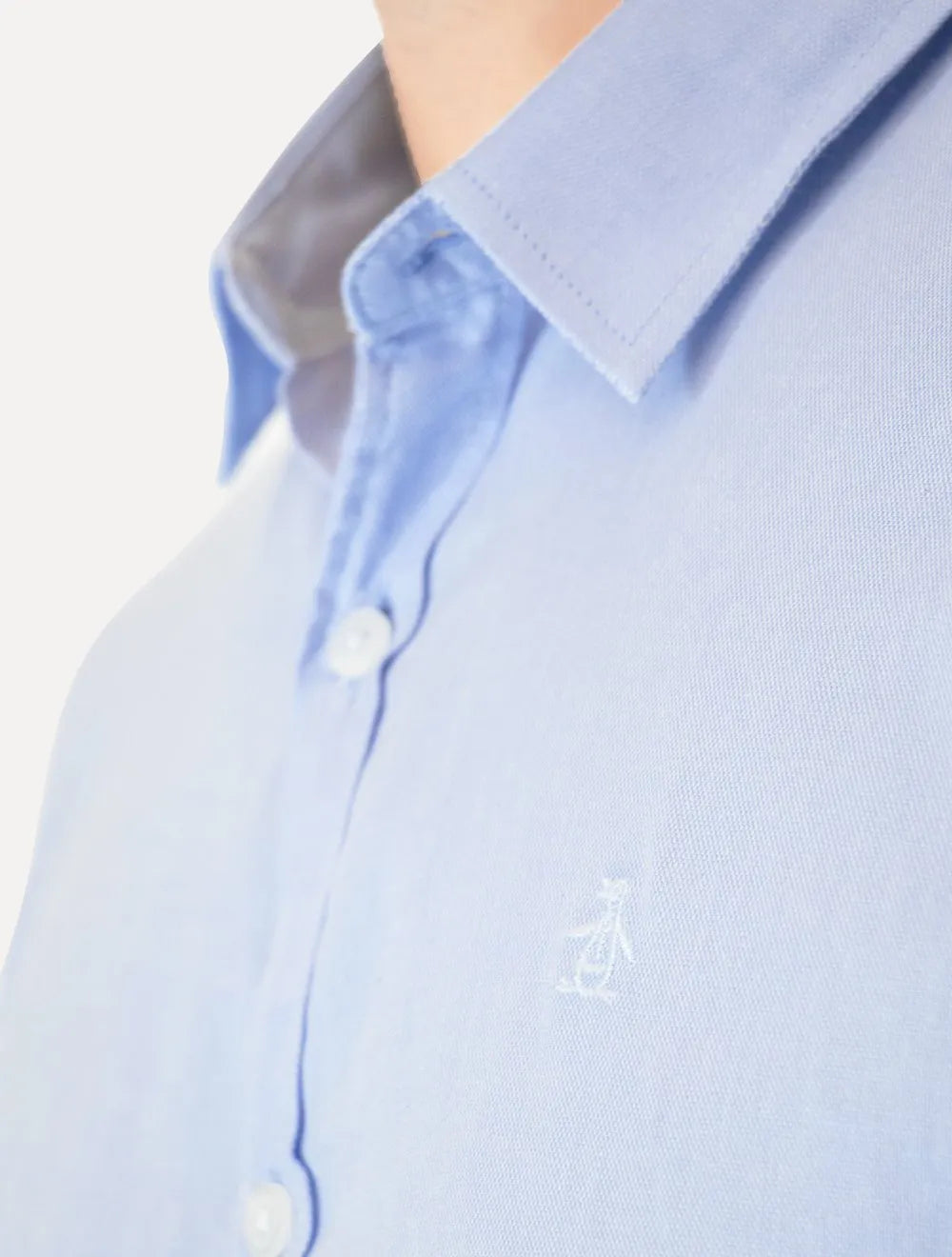 Camisa Original Penguin Masculina Manga Curta Regular Oxford Azul Claro Mescla