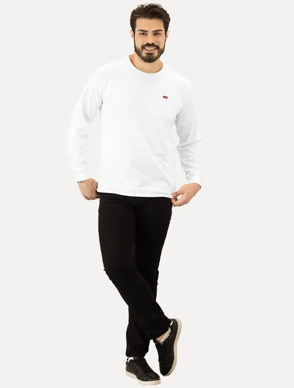 Blusa Levis Masculina Manga Longa Original Housemark Branca