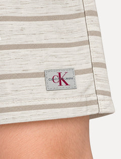 Short Calvin Klein Jeans Masculino Linho Stripes Areia Mescla