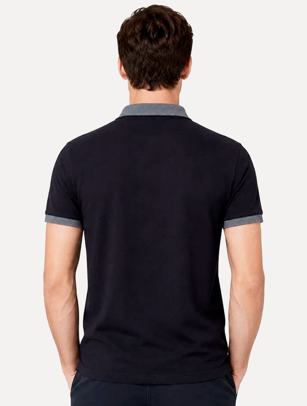 Polo Dudalina Masculina Piquet Gola Binada Azul Marinho