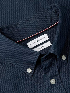 Camisa Tommy Hilfiger Masculina Regular Flex Pop Dobby Azul Escuro