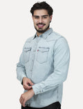 Camisa Jeans Levis Masculina Barstow Western Azul Claro
