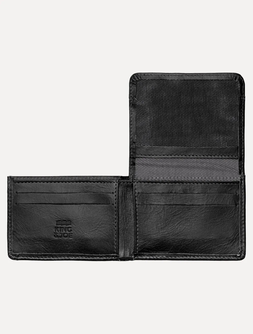 Carteira King & Joe Masculina Couro Horizontal Pesponto Preto