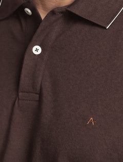 Polo Aramis Masculina Piquet White Friso Bordô Escuro