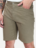 Bermuda King & Joe Masculina Slim Sarja 2X1 Five Pockets Cáqui