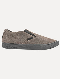 Tênis John John Masculino Slip On Miami Canvas Marrom Escuro Mescla