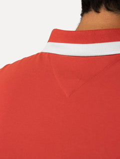 Polo Tommy Jeans Masculina Piquet Regular Placket Friso Vermelha