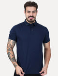 Polo Aramis Masculina Manga Curta Mercerizado Interlock Azul Marinho