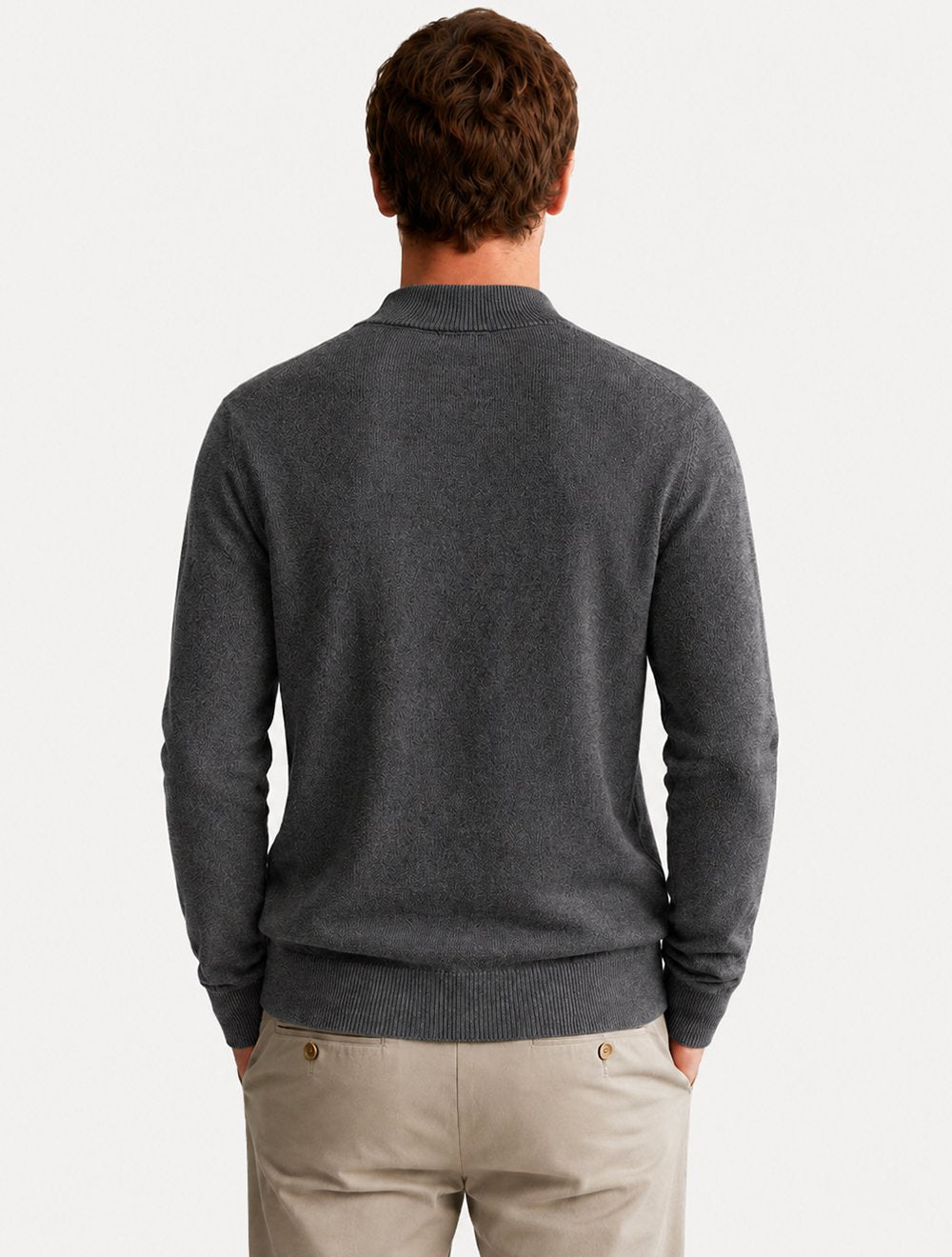 Suéter Dixen Masculino Tricot Basic Crewneck Cinza Escuro