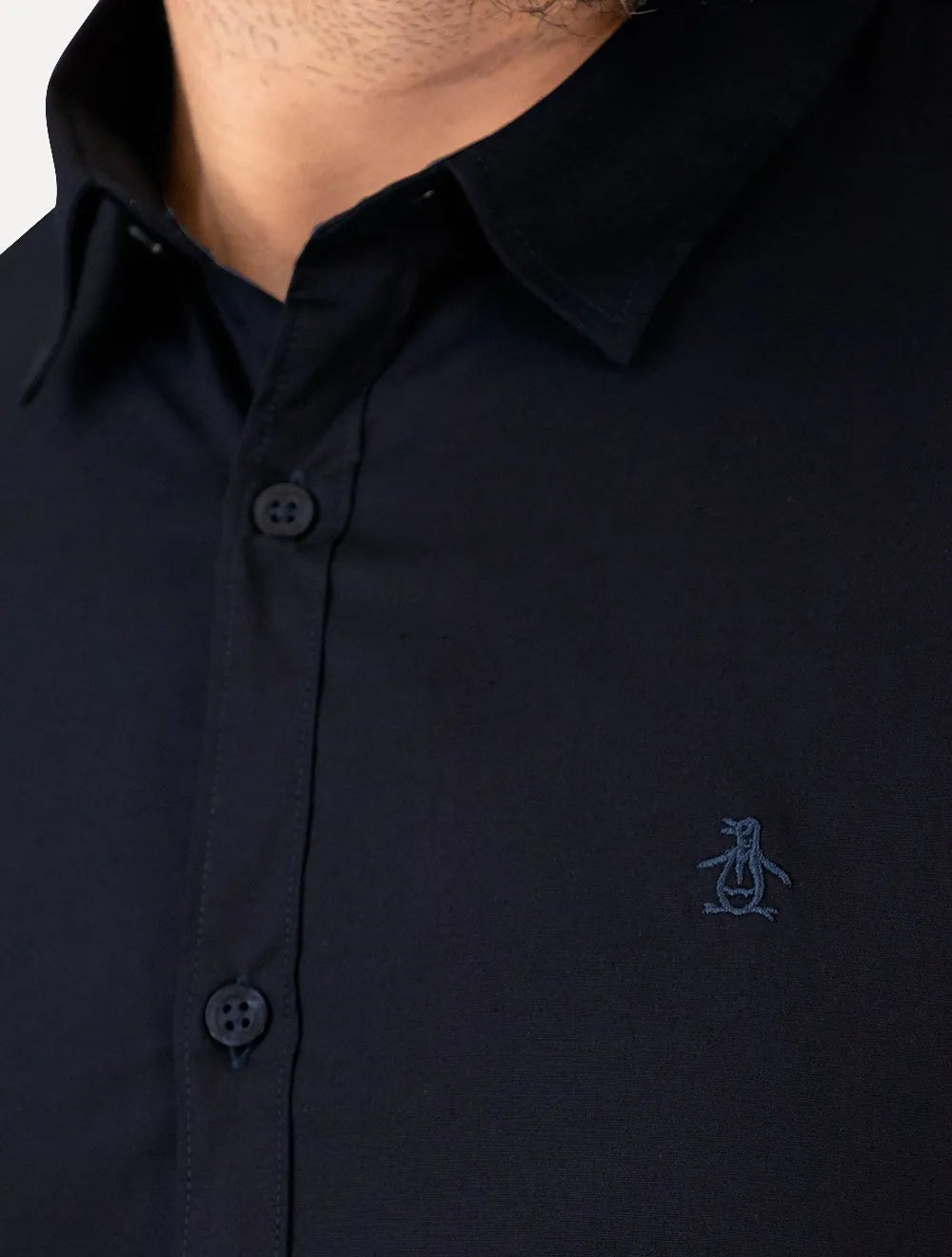 Camisa Original Penguin Masculina Regular Tricoline Bordado Azul Marinho