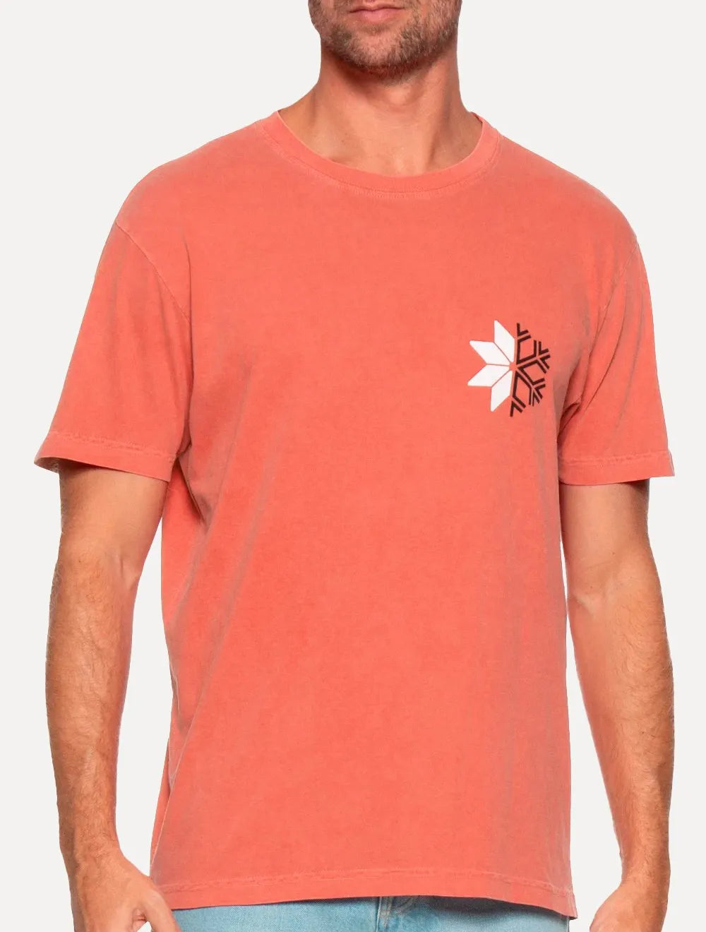 Camiseta Osklen Masculina Slim Rough Snow Icon Laranja