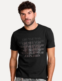 Camiseta John John Masculina Slim Fit Grunge Preto