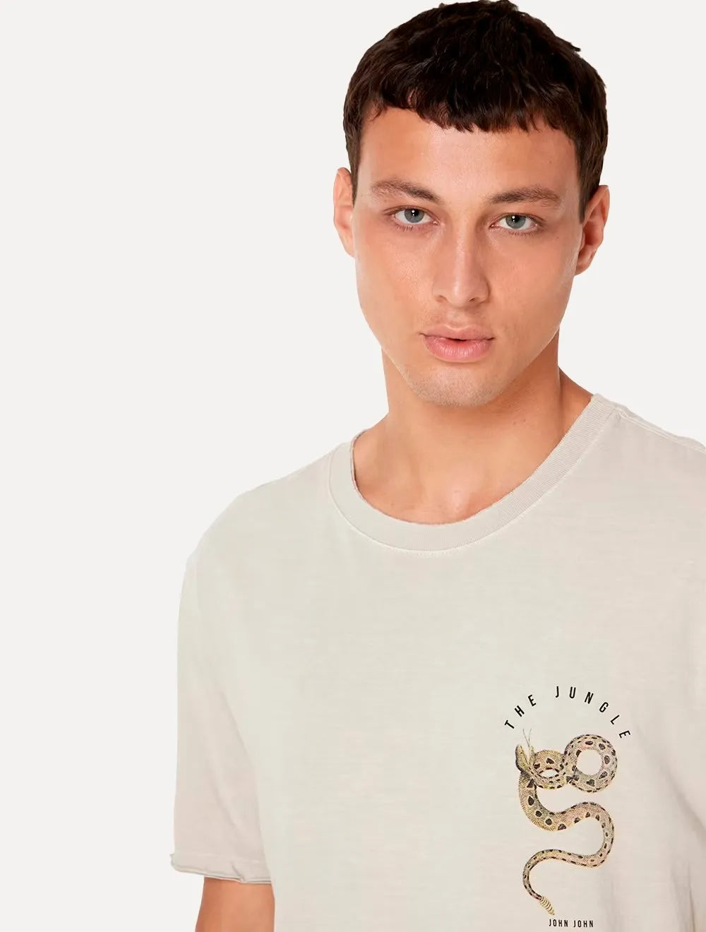 Camiseta John John Masculina Regular Snake Jungle Caqui Escuro