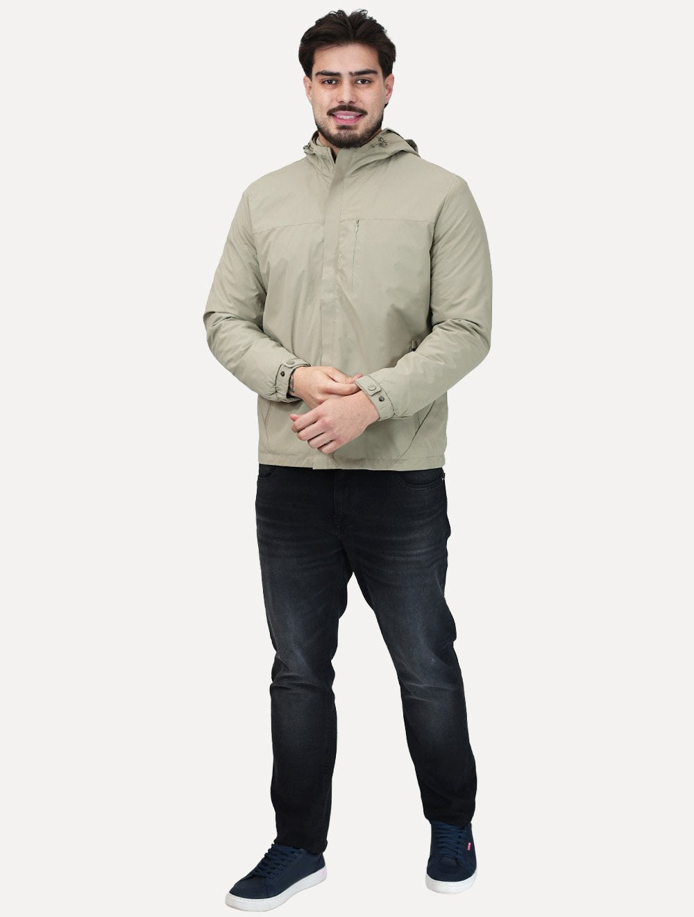 Jaqueta Dixen Masculina Corta-Vento Nylon Pocket Zip Areia