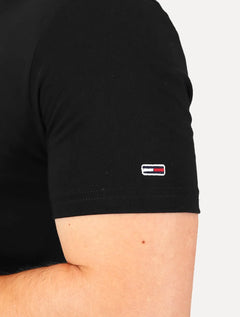 Camiseta Tommy Jeans Masculina Regular Italic Colors Logo Preta