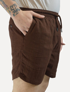 Short Reserva Masculino Casual Linho Rustic Marrom