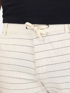 Bermuda Calvin Klein Jeans Masculina Cordão Cotton Stripes Off White
