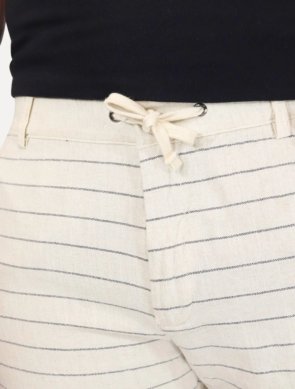 Bermuda Calvin Klein Jeans Masculina Cordão Cotton Stripes Off White