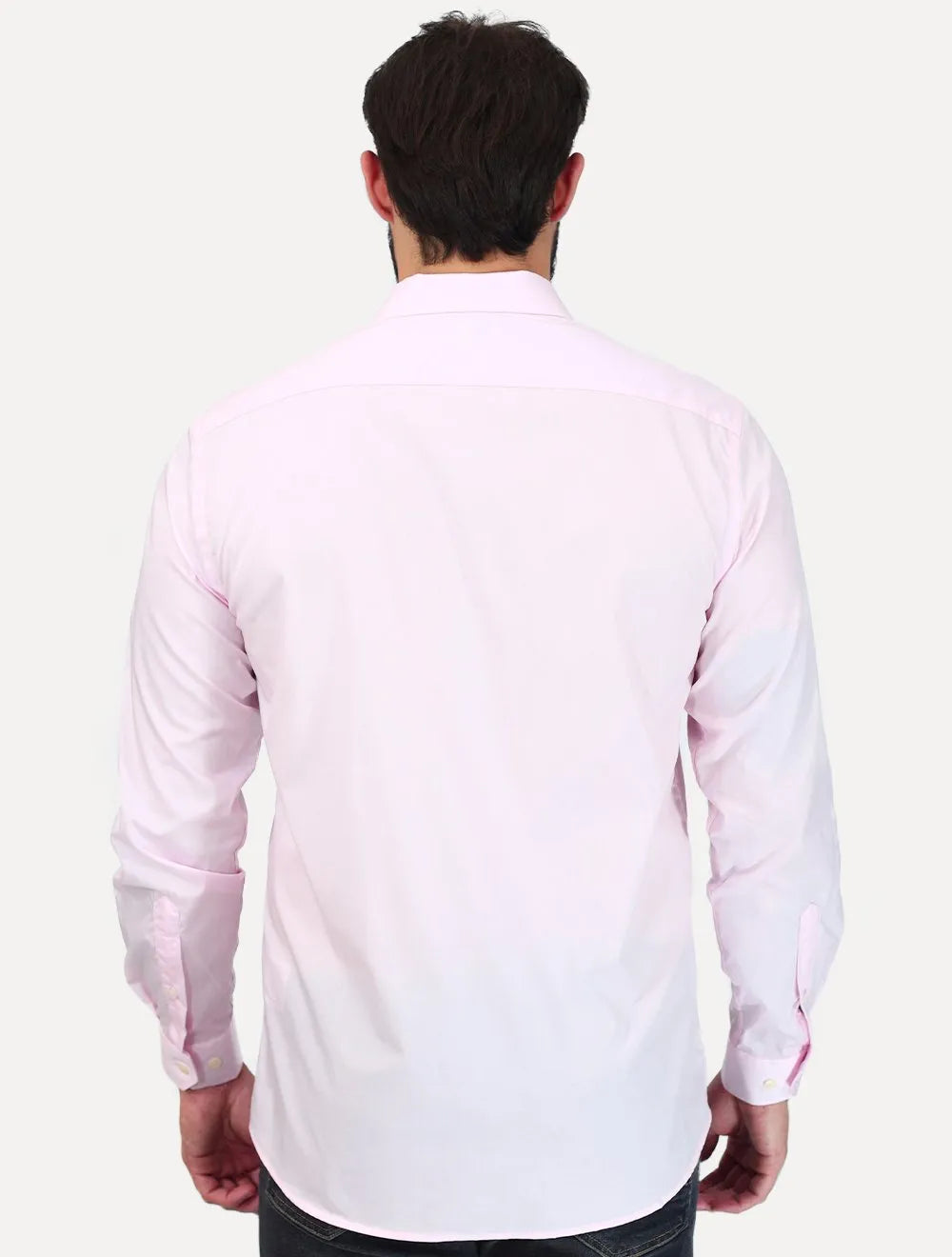 Camisa Dudalina Masculina Slim Superfine Cotton Tricoline Lisa Stretch Rosa Claro