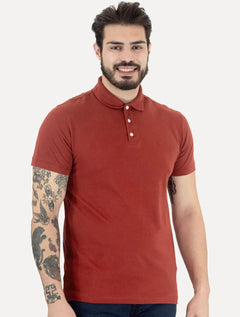 Polo John John Masculina New Simple Light Button Vermelha