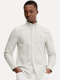 Camisa Tommy Jeans Masculina Slim Striped Oxford Verde