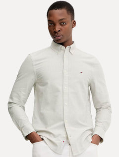 Camisa Tommy Jeans Masculina Slim Striped Oxford Verde