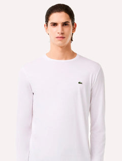 Camiseta Lacoste Masculina Manga Longa Jersey Pima Cotton Branca