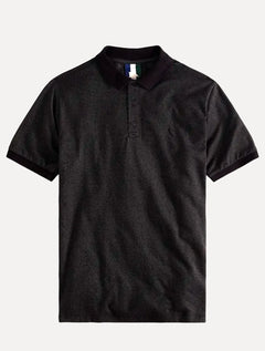Polo Reserva Masculina Regular Piquet Friso Rajado Preto Mescla