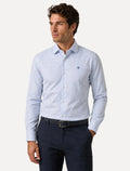 Camisa Dudalina Masculina Comfort Superfine Cotton Xadrez Mono Logo Azul Médio
