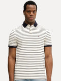 Polo Tommy Hilfiger Masculina Slim Piquet 1985 Striped Azul Marinho/Areia