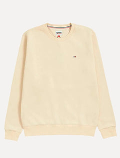 Moletom Tommy Jeans Masculino Fleece Flag Crewneck Areia