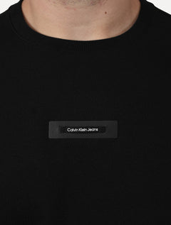 Suéter Calvin Klein Jeans Masculino Crewneck Logo Leather Center Preta