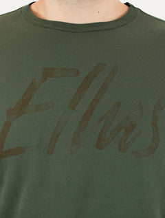 Camiseta Ellus Masculina Maxi Logo Classic Brush Verde Floresta