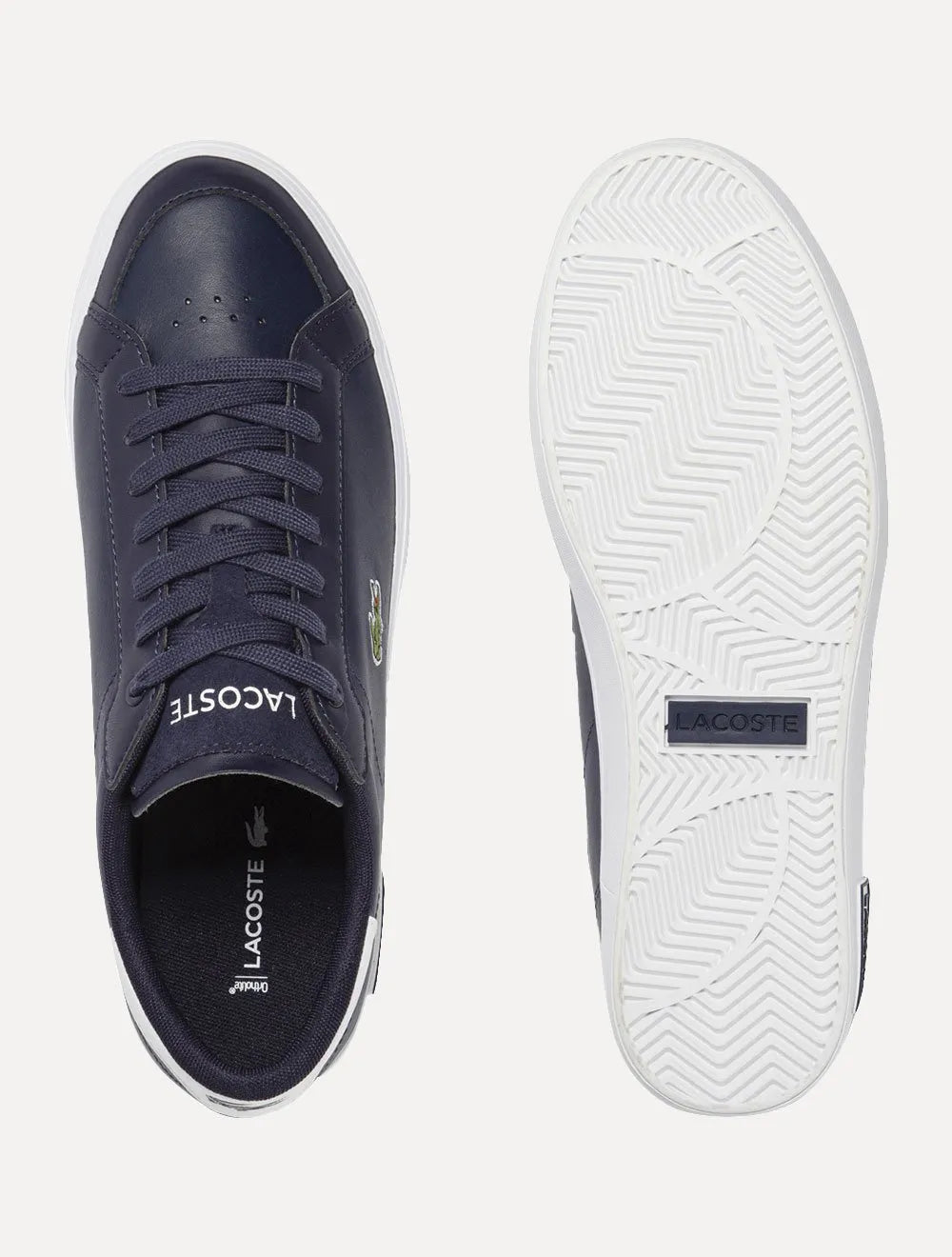 Tênis Lacoste Masculino Couro Powercourt Nvy/Wht Azul Marinho
