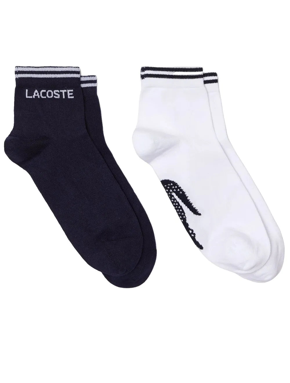 Meias Lacoste Cano Curto Sport Low Cotton Marinho / Branca Pack 2UN