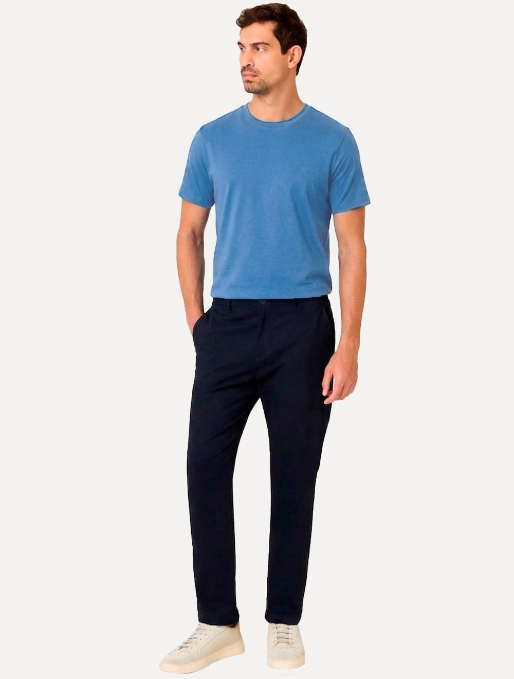 Camiseta Dudalina Masculina Essentials Modal Logo Azul