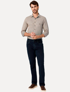 Camisa Dudalina Masculina Milano Superfine Cotton Micro Vichy Marrom Médio