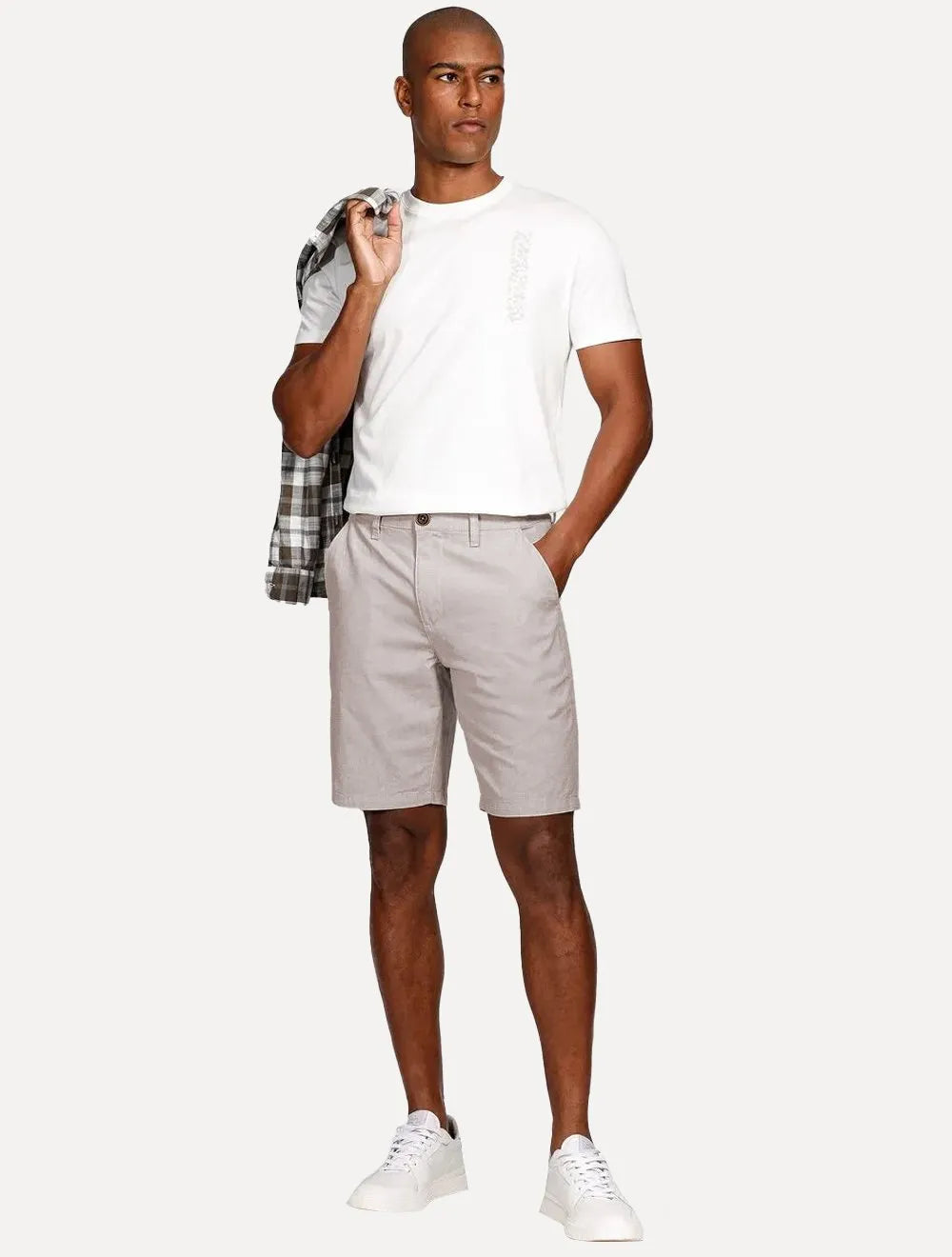 Bermuda Aramis Masculina Alfaiataria Textura Marrom Mescla