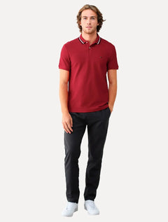 Polo Tommy Hilfiger Masculina Regular Fit Collar Vermelho