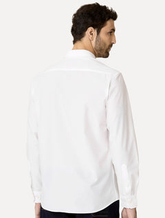 Camisa Dudalina Masculina Slim Superfine Cotton Mono Logo Lisa Tricoline Branca