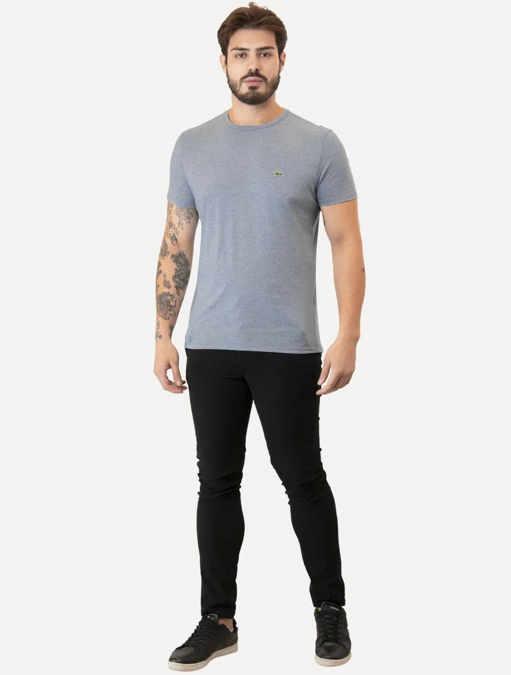 Camiseta Lacoste Masculina Jersey Pima Cotton Azul Mescla
