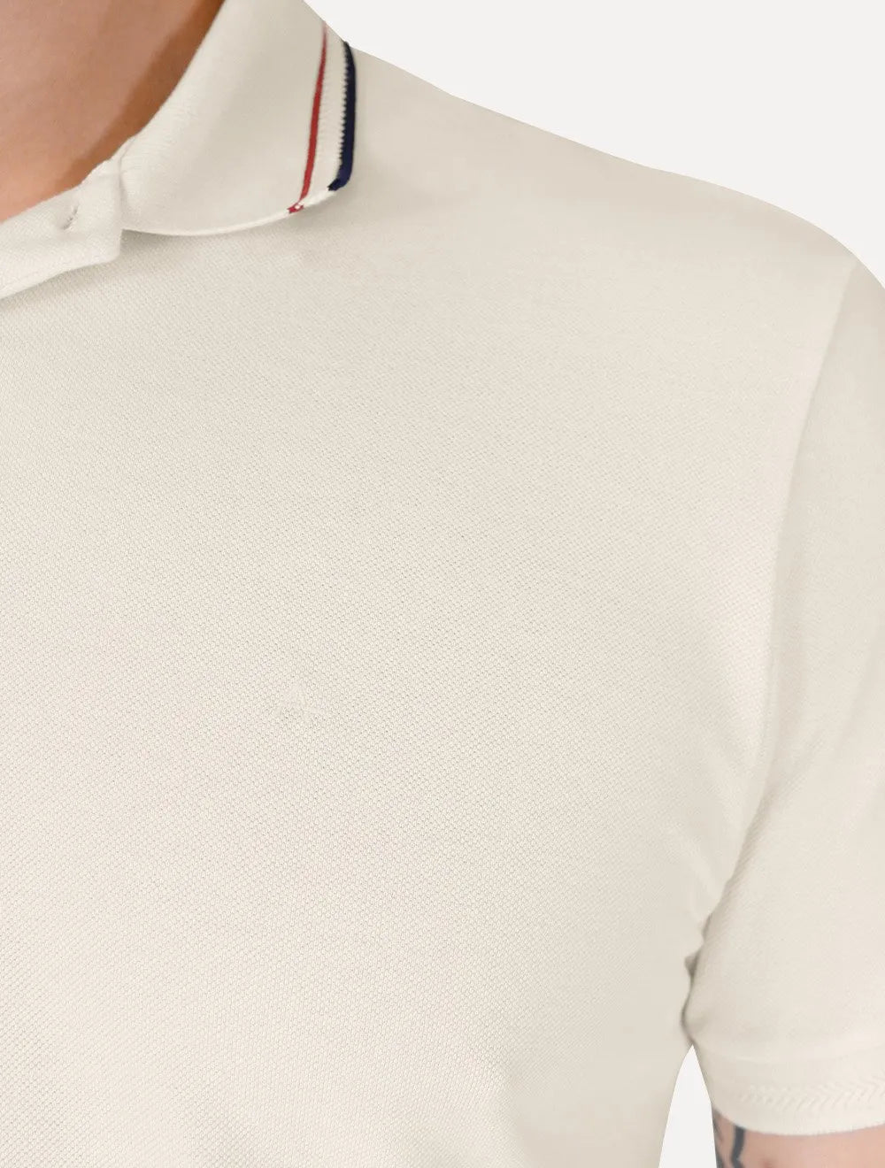 Polo Aramis Masculina Piquet Gola Duo Frisos Off-White