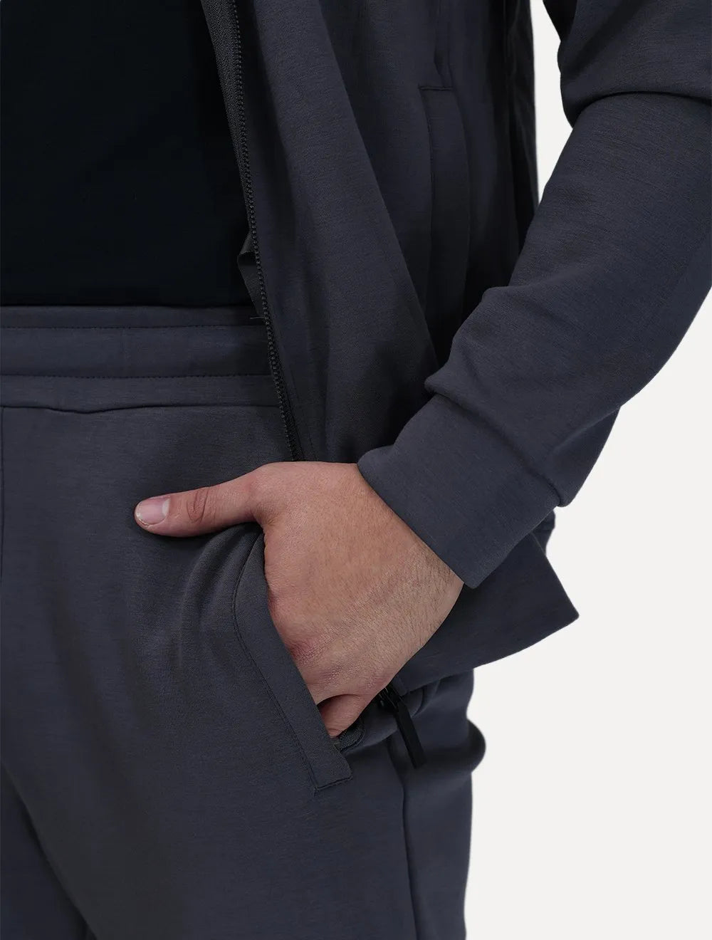 Conjunto Dixen Agasalho Moletom Jaqueta com Zíper Capuz Cinza