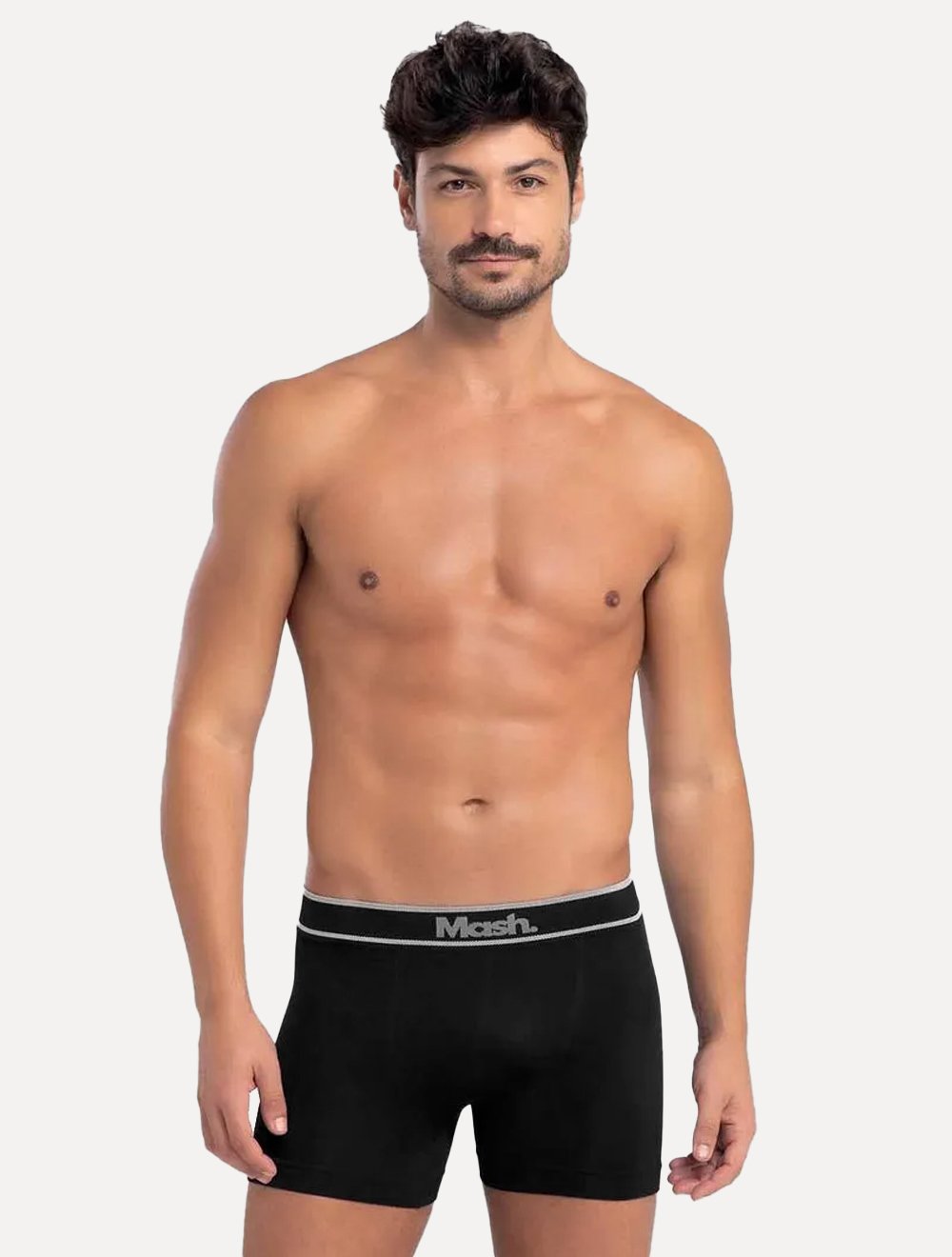 Cueca Mash Boxer Microfíbra Seamlss Gray Sash Preta Pack 2UN