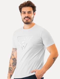 Camiseta Guess Masculina Foil Logo Print Branca