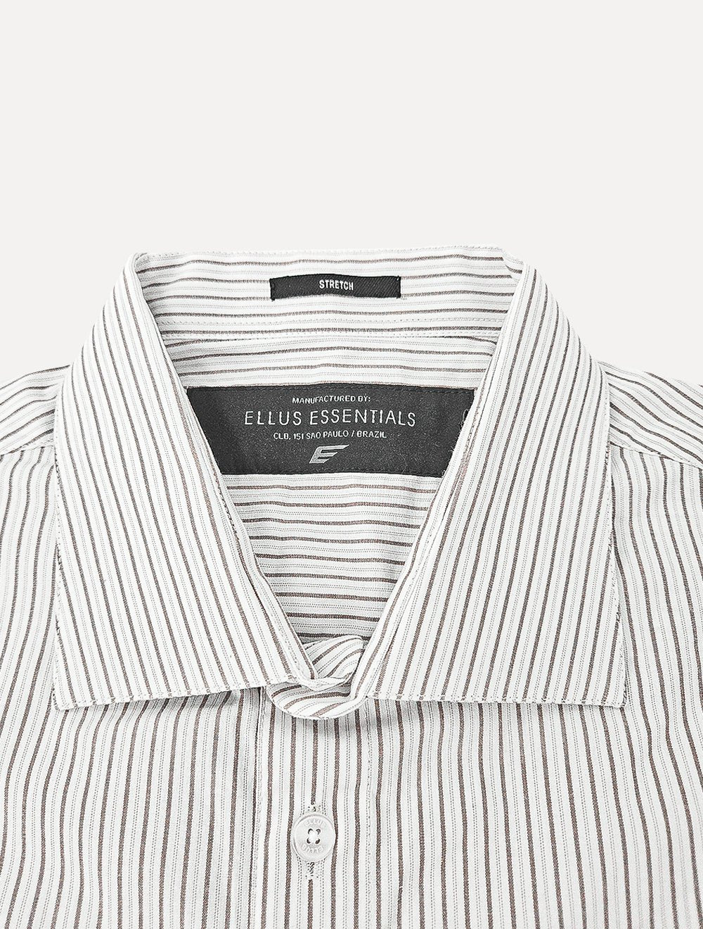 Camisa Ellus Masculina Slim Tricoline Arkansas Stripes Branca